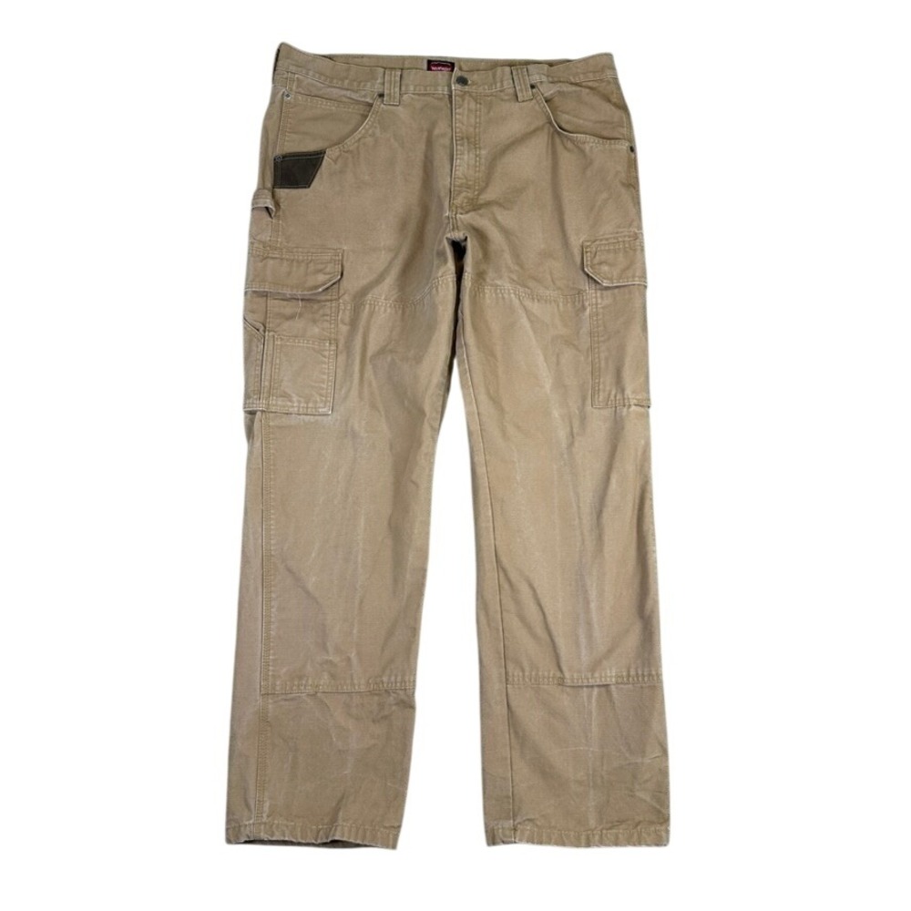 Wrangler Workwear Mens Tan Ripstop Cargo Pants 38x32 Straight Leg 10WMWR1RH